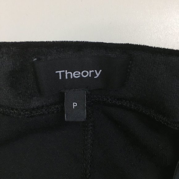 THEORY Black Adbelle K Velour Knit Pull On Slim Fit Legging Pants - Picture 2 of 9